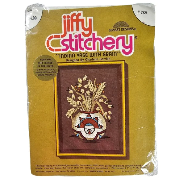 Jiffy Stitchery Needlepoint Embroidery Kit Lot of 3 Vintage Vase and Shell NWT - Picture 3 of 11